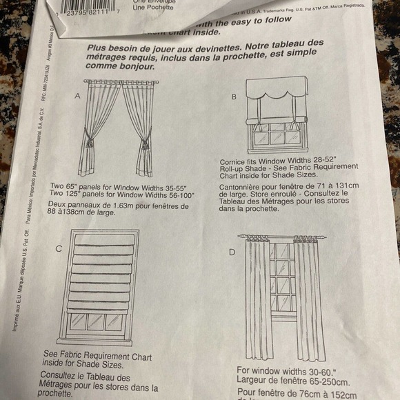 McCalls Home Decor 3088 8211 Sheer Curtain Roll Up Shades Tab Top Drapes Pattern - Picture 8 of 9
